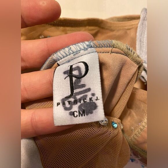 Patrick J designs dance costume silver gray embellished rhinestoned leotard CM - Picture 11 of 14